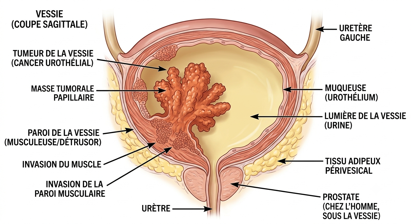 Illustration d'une tumeur de la vessie